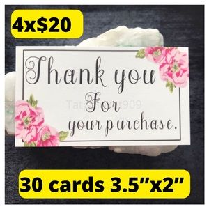 30 Thank you floral cards 2”x3.5”